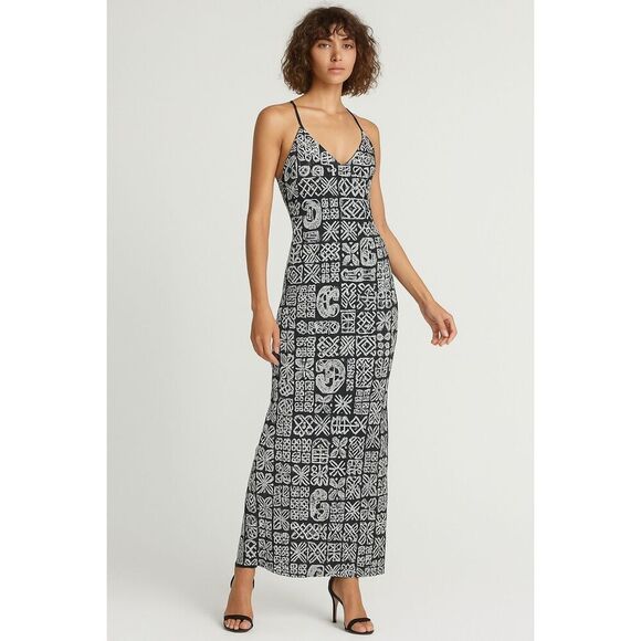 Cosabella Printed Surplice Wrap Maxi Dress Black Size M - Picture 1 of 12
